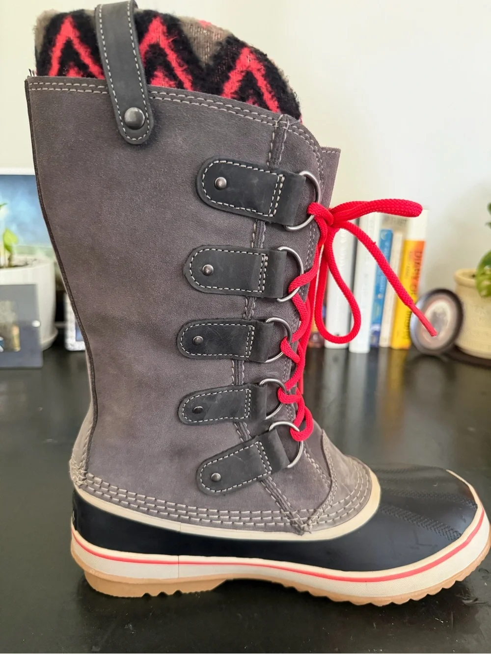 Sorel Women's Gray and Pink Joan of Arctic Waterproof Winter Boots